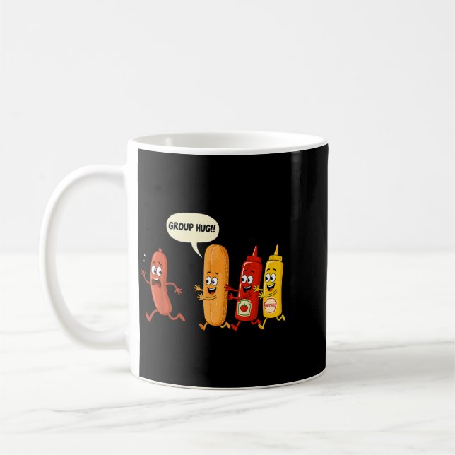 Gruppenumarmung Wurst Brötchen Chup Senf Lustiger  Kaffeetasse (Links)