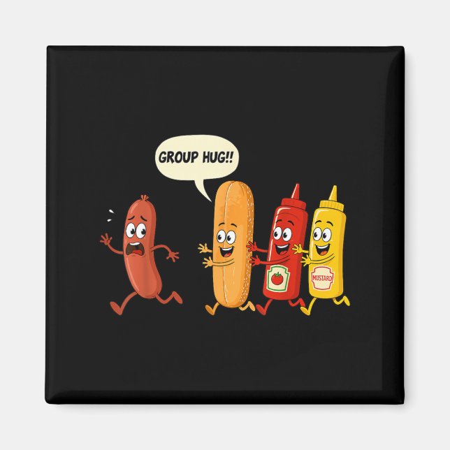 Gruppenumarmung Wurst Brötchen Chup Senf Lustiger  Magnet (Vorne)