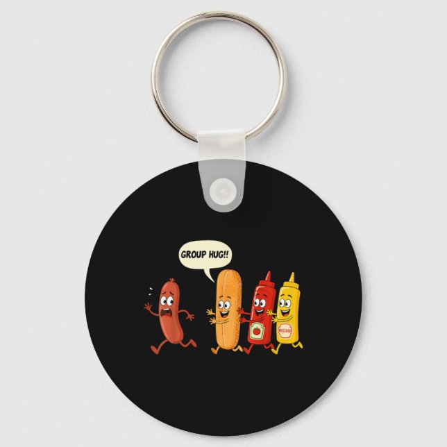 Gruppenumarmung Wurst Brötchen Chup Senf Lustiger  Schlüsselanhänger (Vorderseite)