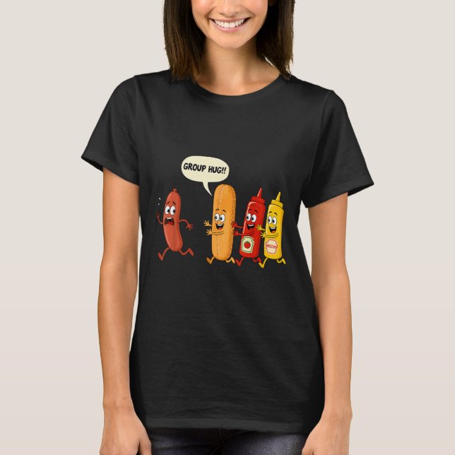 Gruppenumarmung Wurst Brötchen Chup Senf Lustiger  T-Shirt (Vorderseite)