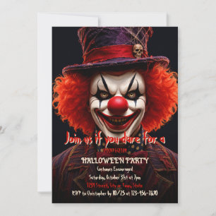 Grusel-Clown-Halloween-Kostüm-Party-Einladung Einladung