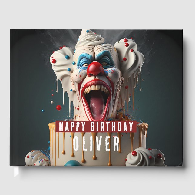 Grusel-Clown-Themen-Geburtstage Gästebuch (Vorderseite)