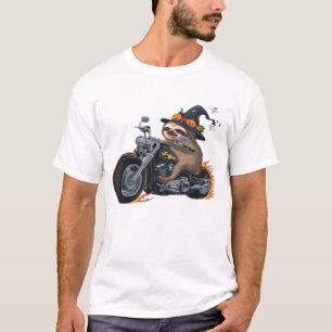 Grusel-Faultier-Motorradfahrt-Halloween-Biker-Spaß T-Shirt