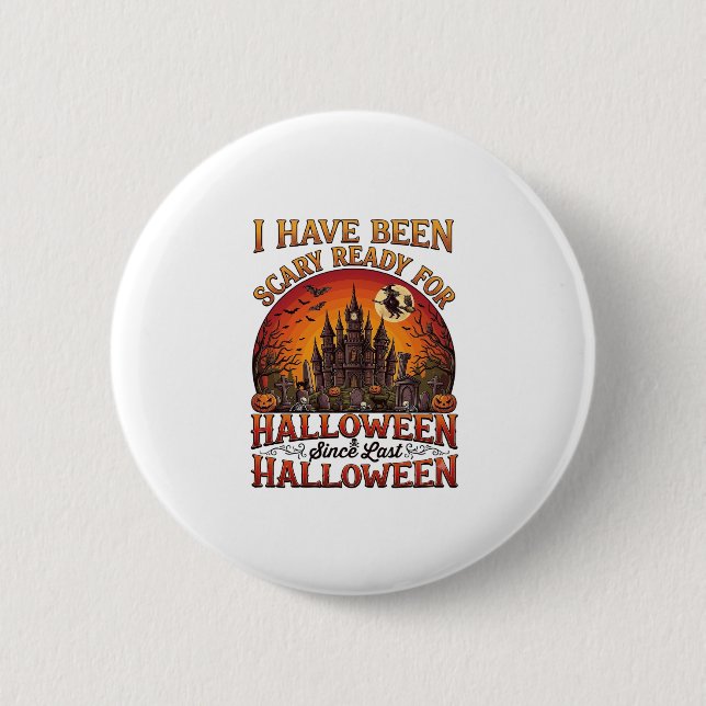 Grusel Fertig Halloween Verzaubertes Schloss Hexe  Button (Vorderseite)