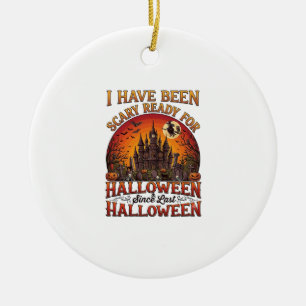 Grusel Fertig Halloween Verzaubertes Schloss Hexe  Keramik Ornament
