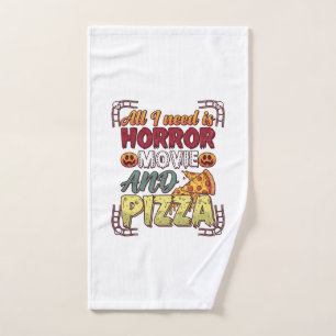 Grusel-Film-Pizza-Halloween-Kürbis-Totenkopf-Schei Handtuch