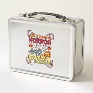 Grusel-Film-Pizza-Halloween-Kürbis-Totenkopf-Schei Metall Brotdose