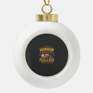Grusel-Filme Pizza Bier Halloween Design_1 Keramik Kugel-Ornament