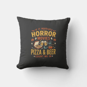 Grusel-Filme Pizza Bier Halloween Design_1 Kissen