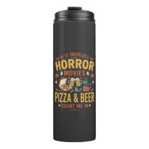 Grusel-Filme Pizza Bier Halloween Design_1 Thermosbecher
