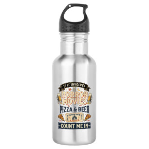 Grusel Filme Pizza Bier Lustig Halloween_1 Edelstahlflasche