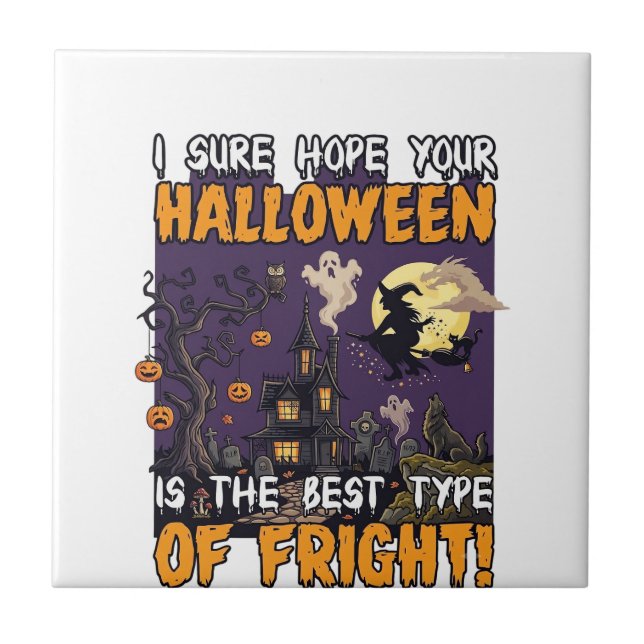 Grusel-Halloween-Haus-Hexe-Geist_1 Fliese (Vorderseite)