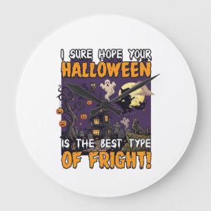 Grusel-Halloween-Haus-Hexe-Geist_1 Große Wanduhr