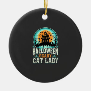 Grusel-Halloween-Katzendame-Spookhaus-Design_1 Keramik Ornament