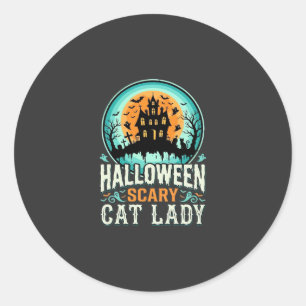 Grusel-Halloween-Katzendame-Spookhaus-Design_1 Runder Aufkleber