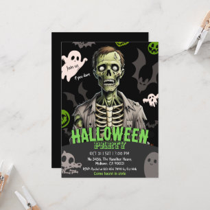 Grusel Halloween-Party-Geister-Fledermaus-Knochen Einladung