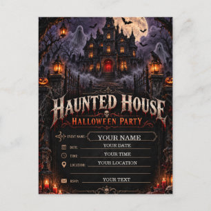 Grusel-Halloween-Party im Gothic-Horror-Stil Postkarte
