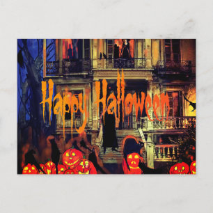 Grusel-Halloween-Party in einem Spukhaus Feiertagspostkarte