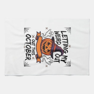 Grusel-Halloween-Shirt mit Kürbis-Geistern_1 Geschirrtuch