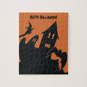 Grusel-Halloween-Spiukhaus-Hexe-Geist-Fledermaus Puzzle