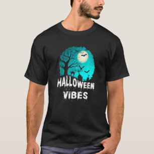 Grusel-Halloween-Stimmung Besen Friedhof Katze Dam T-Shirt