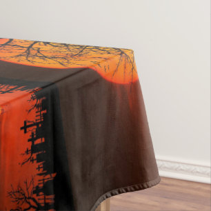 Grusel- Halloweenparty Orange und Schwarz Tischdecke