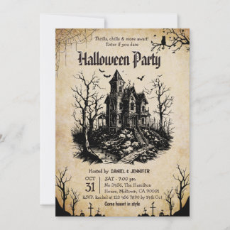 Grusel-Haus-Fledermäuse Halloween-Party Gothic Einladung