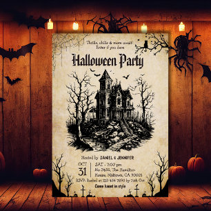 Grusel-Haus-Fledermäuse Halloween-Party Gothic Einladung
