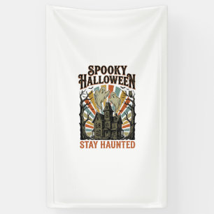 Grusel-Haus Halloween-Shirt mit Vintage-Geist P Banner