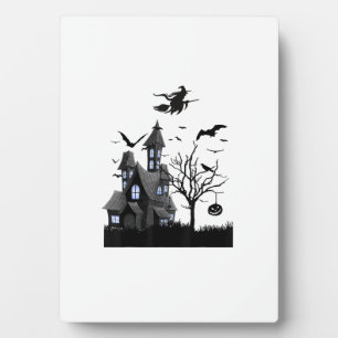 Grusel-Haus Halloween T-Shirt Fliegende Fledermäus Fotoplatte