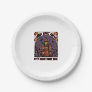 Grusel-Haus Halloween Vintage Gravur Design_1 Pappteller