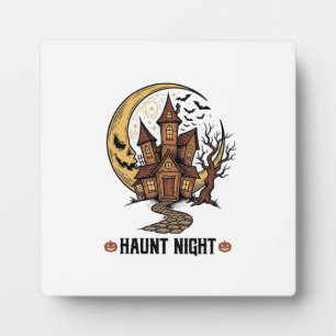 Grusel-Haus Halloween Vintage Gravur Weiß Sh Fotoplatte