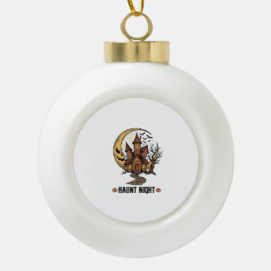 Grusel-Haus Halloween Vintage Gravur Weiß Sh Keramik Kugel-Ornament