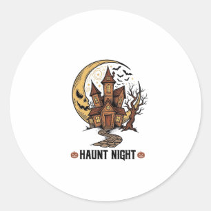 Grusel-Haus Halloween Vintage Gravur Weiß Sh Runder Aufkleber