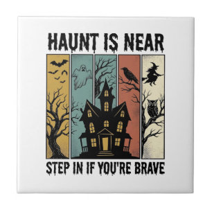 Grusel-Haus Halloween Vintage-Stich Gruselige D Fliese