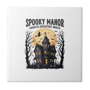 Grusel-Haus Halloween Vintage-Stich Gruselige Nach Fliese