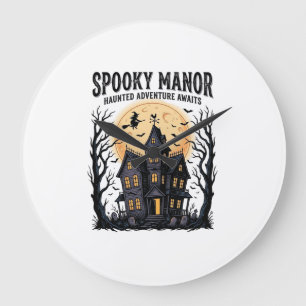 Grusel-Haus Halloween Vintage-Stich Gruselige Nach Große Wanduhr