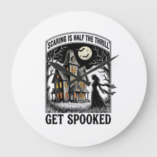 Grusel-Haus Halloween Vintage-Stich Horror S Große Wanduhr