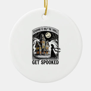 Grusel-Haus Halloween Vintage-Stich Horror S Keramik Ornament