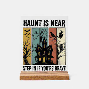 Grusel-Haus Halloween Vintage-Stich Spuk D Acrylschild