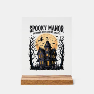 Grusel-Haus Halloween Vintage-Stich Spuk N Acrylschild