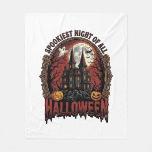 Grusel-Haus Halloween Vintage-Stich Spuk N Fleecedecke