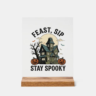 Grusel-Haus Halloween Vintage-Stich Spuk S Acrylschild