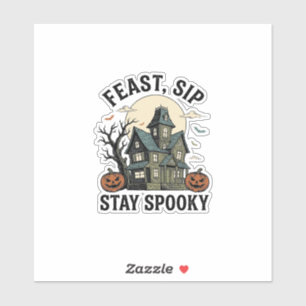 Grusel-Haus Halloween Vintage-Stich Spuk S Aufkleber
