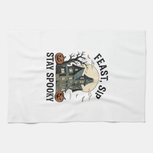 Grusel-Haus Halloween Vintage-Stich Spuk S Geschirrtuch