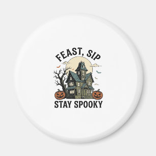 Grusel-Haus Halloween Vintage-Stich Spuk S Magnet