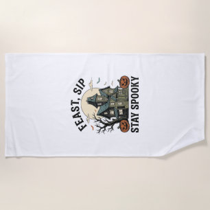 Grusel-Haus Halloween Vintage-Stich Spuk S Strandtuch