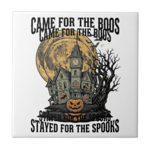 Grusel-Haus Halloween Vintage-Stich Spuk T Fliese