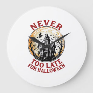 Grusel-Haus-Halloween-Vintage-Stickerei-Shirt_1 Große Wanduhr
