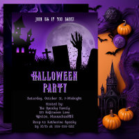 Grusel-Haus-Halloween-Zombie-Lila-Mond-Party